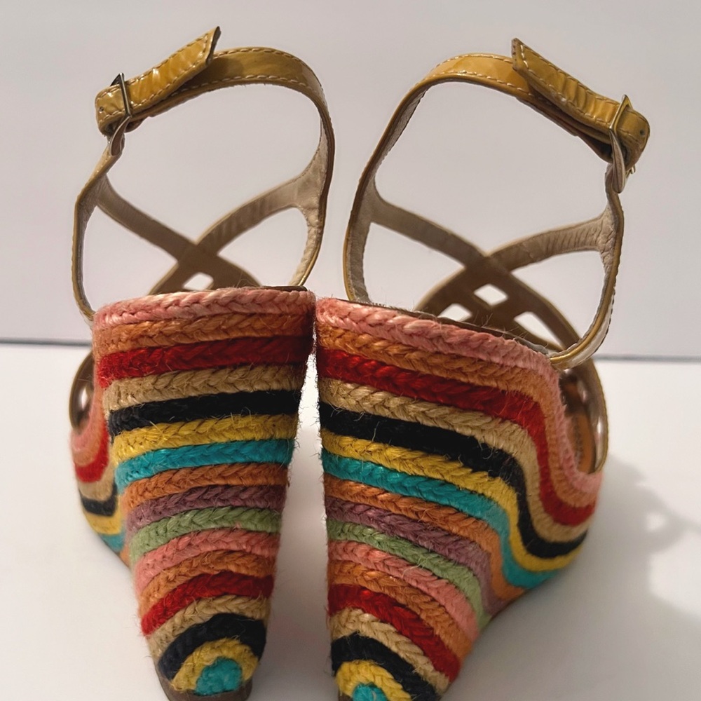 Kate Spade NY 5" Wedge Espadrille Sandals Sz 7 Rainbow Hippie Retro Shoes - Picture 2 of 7